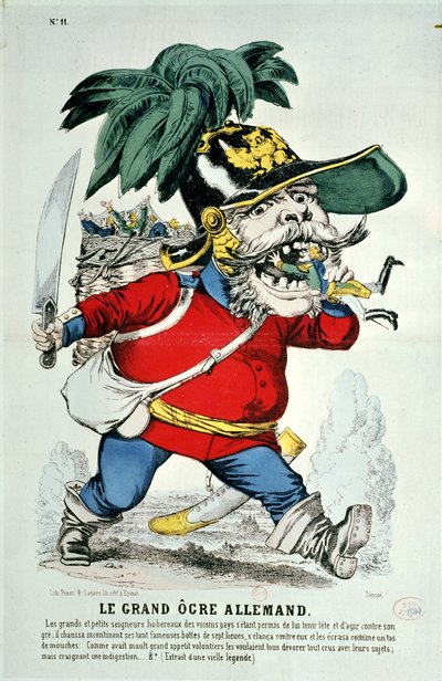 Der riesige deutsche Oger, Karikatur von Otto von Bismarck (1815-98) von French School
